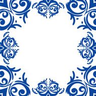 Vector blue frame border in damask baroque style