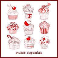 cupcakes vector set