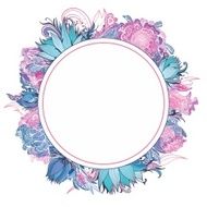 Tender Pink and Blue Vector Floral Frame N2