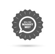 Marry me speech bubble sign icon Engagement symbol