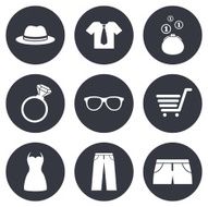 Clothes accessories icons Shopping signs