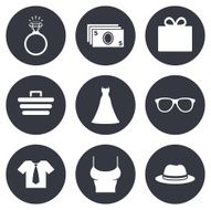 Accessories clothes icons Shopping signs