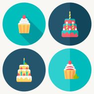 birthday cake flat icon with shadow