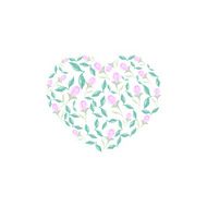 Watercolor heart flowers vector N2