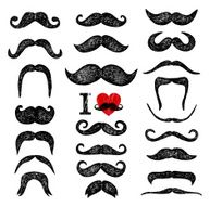 Mustaches set Design elements Hand drawn N2