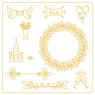 Set of design elements icons and frame for wedding invitations