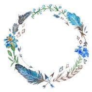 Boho Floral and Feather Wreath N2