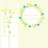 wildflowers flower wreath and banner save the date vector illustration