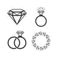 Rings icons Jewelry with diamond signs N11