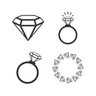 Rings icons Jewelry with diamond signs N12