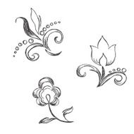 Sketch flowers decor ornament N2