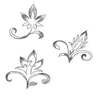 Sketch flowers decor ornament N3