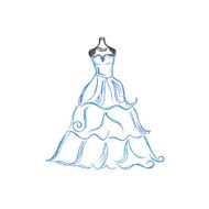 Wedding dress sketch vector illustration on white background N2