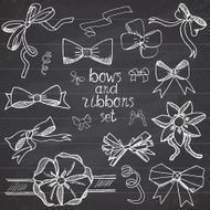 Hand drawn ribbons and bows set vector illustration