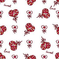 Seamless pattern with doodle heart shaped lollipops N2