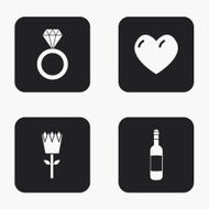 Vector modern love icons set N2