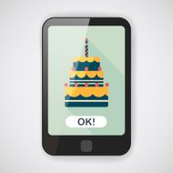 birthday cake flat icon with long shadow eps10 N7