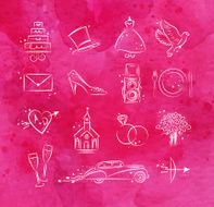 Wedding icons pink N2