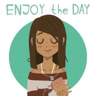 Enjoy the day holiday cartoon greeting card N2