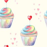 vector watercolor sweets seamless pattern N5