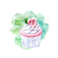 vector watercolor cupcake