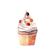 vector watercolor cupcake N2