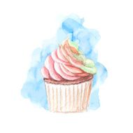 vector watercolor cupcake N4