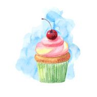 vector watercolor cupcake N5