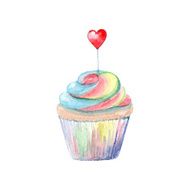 vector watercolor cupcake N6