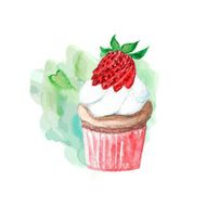 vector watercolor cupcake N7