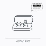 Wedding rings icon Jewelry with diamond sign N13