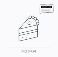 Piece of cake icon Sweet dessert sign N8