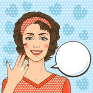 Brunette woman showing her engagement ring pop art comic vector