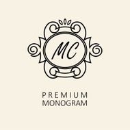 Modern monogram emblem logo design template with letter M