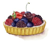 Berry Cake Watercolor Illustration