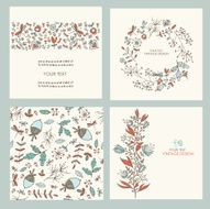 Vector set floral backgrounds hand drawn N2