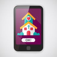 Valentine's Day wedding church flat icon with long shadow eps10 N5