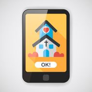 Valentine's Day wedding church flat icon with long shadow eps10 N6