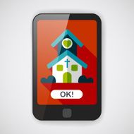 Valentine's Day wedding church flat icon with long shadow eps10 N7