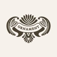 Vector emblem Logo with wings and frame Decorated illustration N2