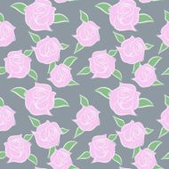 Pink Roses seamless patern Flowers in pastel colours Vector fl N2