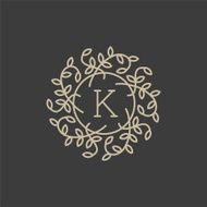 Floral monogram with letter K