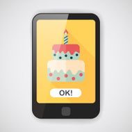 birthday cake flat icon with long shadow eps10 N13