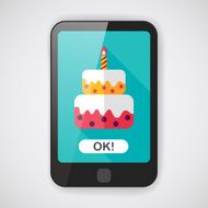 birthday cake flat icon with long shadow eps10 N14