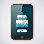 birthday cake flat icon with long shadow eps10 N16