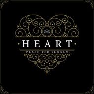 Heart vintage luxury logo template