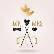 Black and golden Mr & Mrs card with romantic concept N2