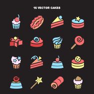 Collection of bakery and cake icons Candy sweet set N2