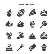 Collection of bakery and cake icons Candy sweet set N3