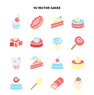 Collection of bakery and cake icons Candy sweet set N4